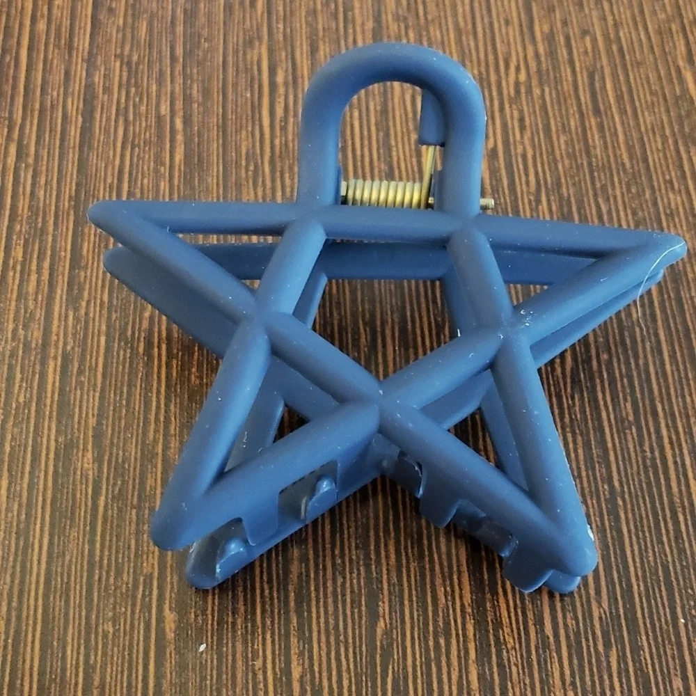 Star Shaped Claw Clips Set of 3: 1 Navy, 1 Orange and 1 Brown